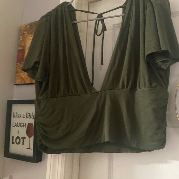 EARTHBOUND Tops - FINAL PRICE EARTHBOUND Olive Green V-Neck crop Top